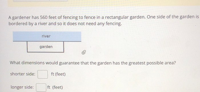 Farmer enclose area fence building fencing feet if rectangular wall largest existing shown figure solved region fenced below against transcribed