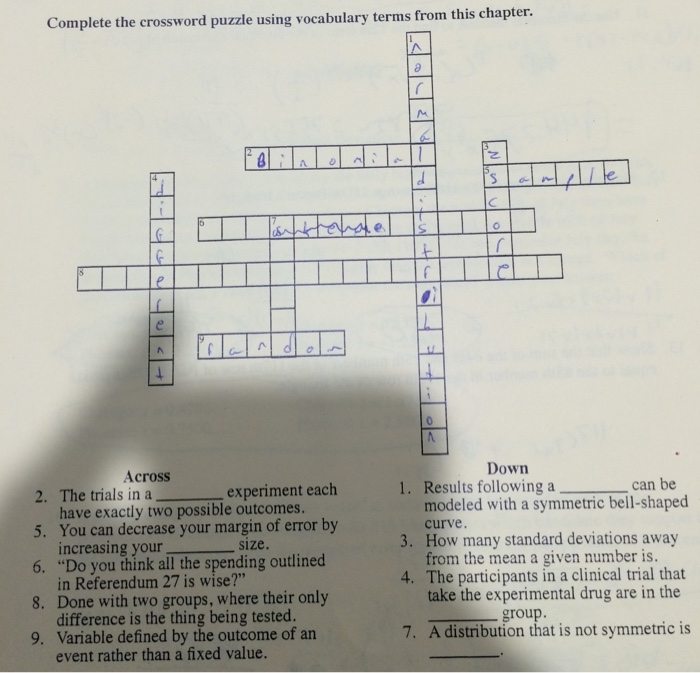 Crucigrama complete the crossword puzzle