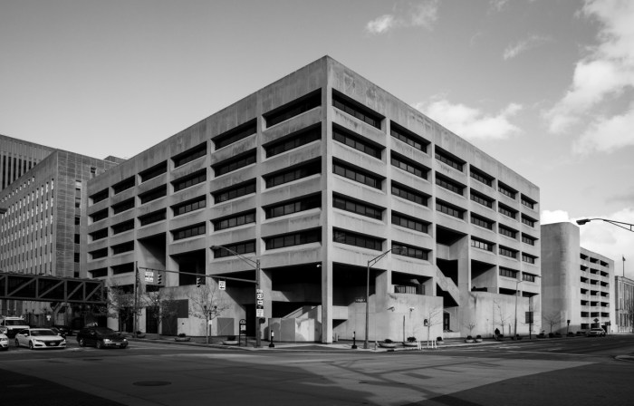 A cast in place monolithic concrete building is