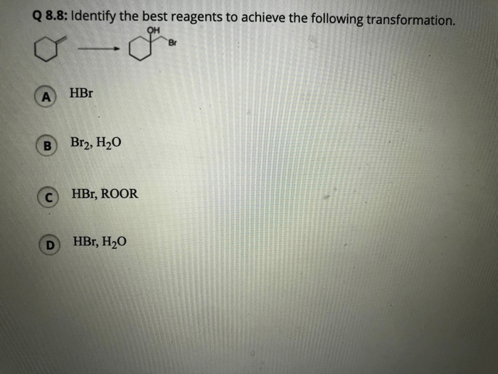 Identify the best reagents to complete the following reaction